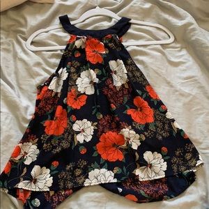 Floral High Neck Tank